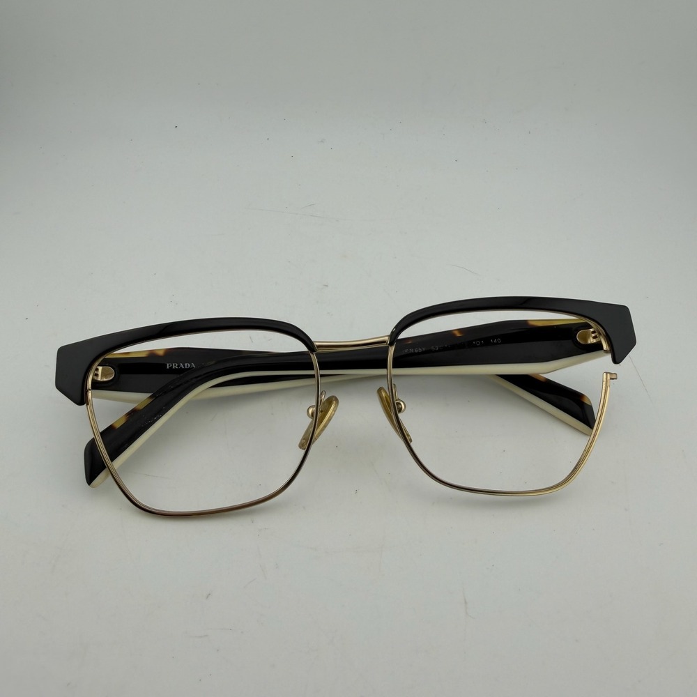 Prada Women 53mm Tortoise Gold VPR 65Y Square Eyeglasses Frame NEEDS A SCREW